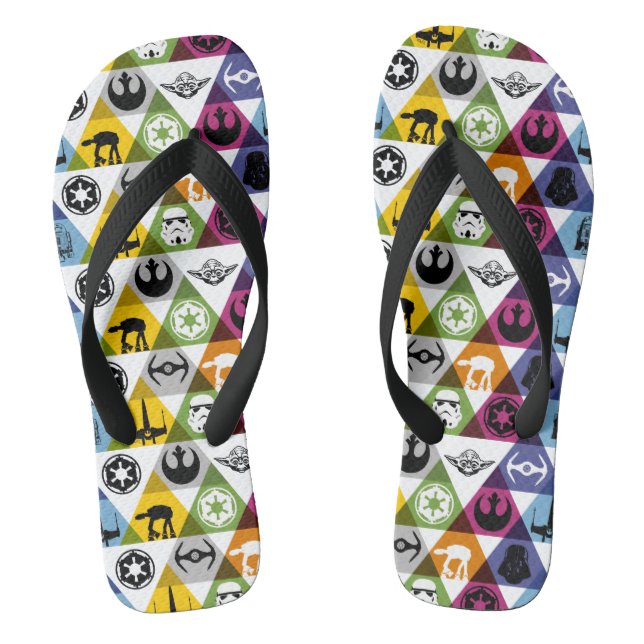 Colorful Star Wars Geometric Pattern Flip Flops (Footbed)