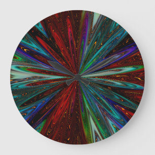 Colorful Starburst Design Large Clock