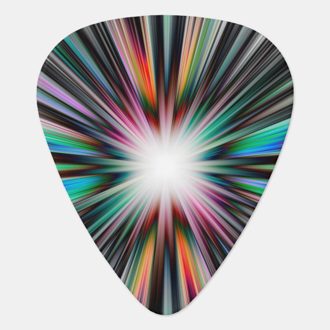 Colorful starburst explosion guitar pick (Front)