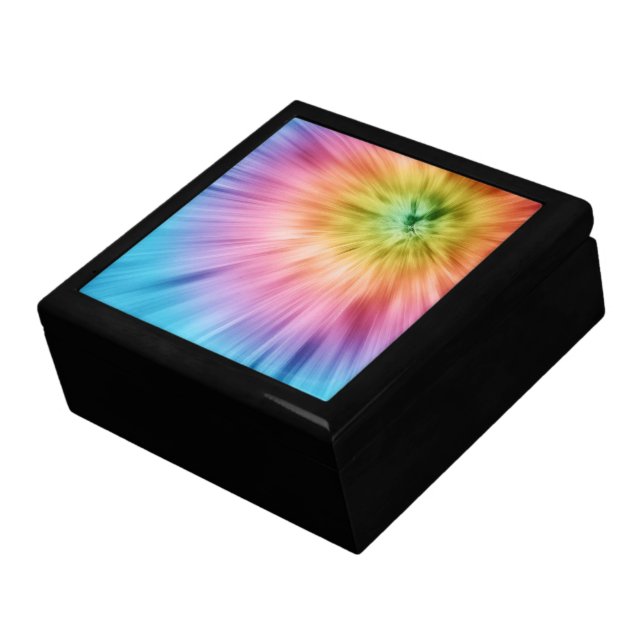 Colorful Starburst Tie Dye Keepsake Box (Side)
