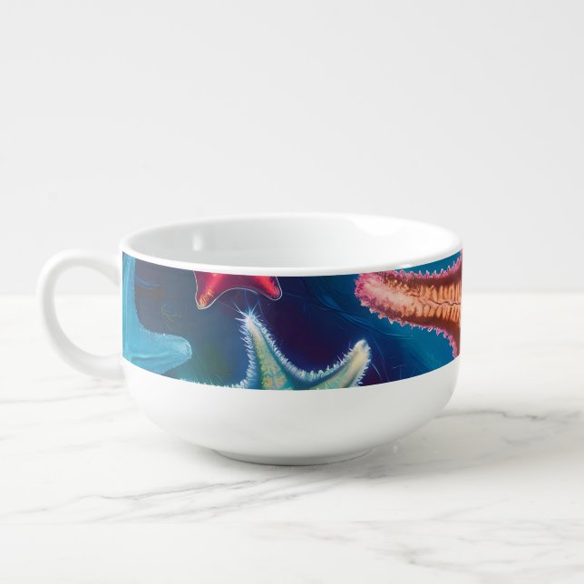 Colorful Starfish cute design Soup Mug (Right)
