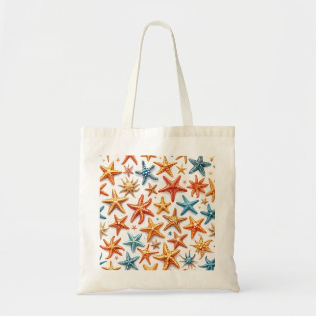 Colorful Starfish Ocean Pattern Tote Bag (Front)