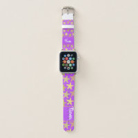 Colorful starfish on purple apple watch band