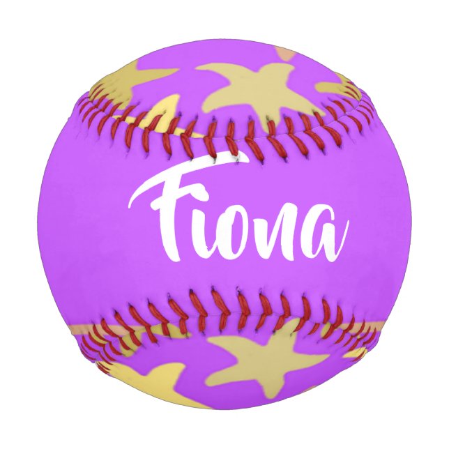 Colorful starfish on purple baseball (Front)