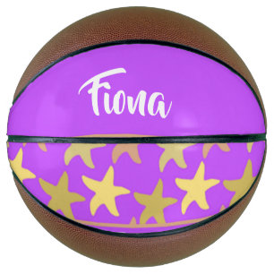 Colorful starfish on purple basketball