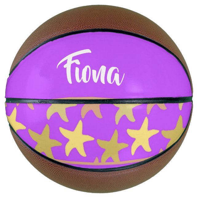 Colorful starfish on purple basketball (Front)