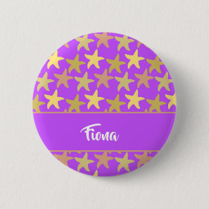 Colorful starfish on purple button