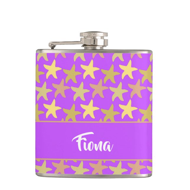 Colorful starfish on purple flask (Front)
