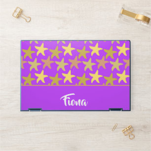 Colorful starfish on purple HP laptop skin