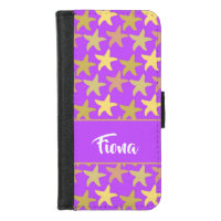 Colorful starfish on purple iPhone 8/7 wallet case
