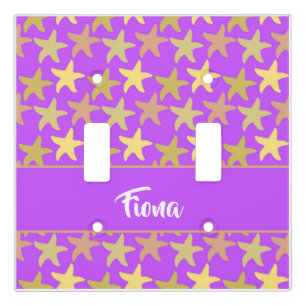 Colorful starfish on purple light switch cover