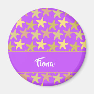 Colorful starfish on purple magnet