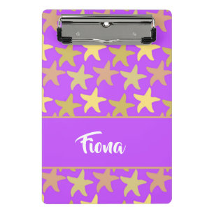 Colorful starfish on purple mini clipboard