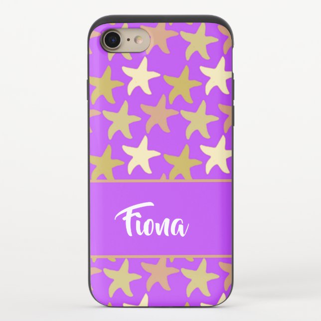 Colorful starfish on purple uncommon iPhone case (Back)