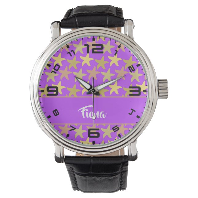 Colorful starfish on purple watch (Front)