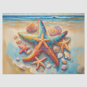 Colorful Starfish on the Shore Tissue Paper