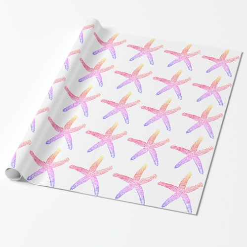 Colorful Starfish Patterns Christmas Holiday 2019 Wrapping Paper