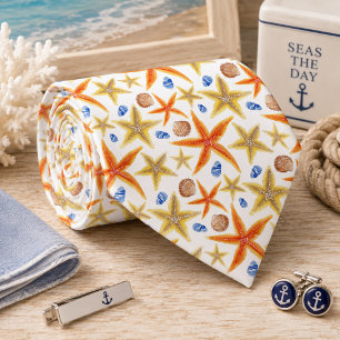 Colorful Starfish Seamless Pattern Neck Tie