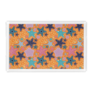 Colorful Starfishes  Acrylic Tray
