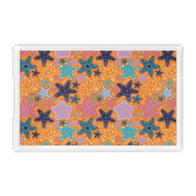 Colorful Starfishes  Acrylic Tray (Front)