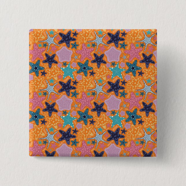 Colorful Starfishes Button (Front)