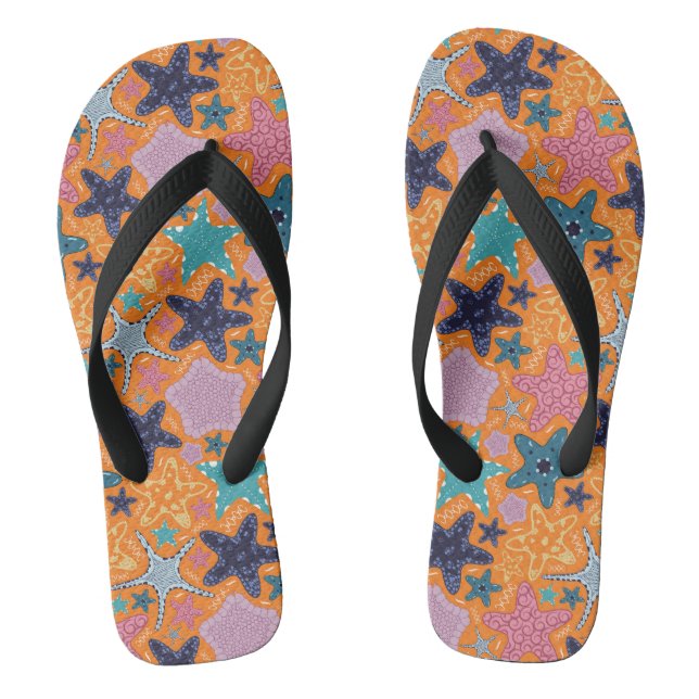 Colorful Starfishes Flip Flops (Footbed)