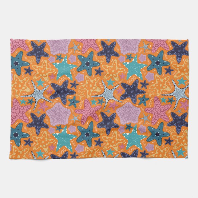 Colorful Starfishes Kitchen Towel (Horizontal)