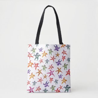 Colorful Starfishes, Sea stars  Art Tote