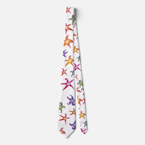 Colorful Starfishes Sea stars Flowers Art Neck Tie