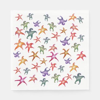 Colorful Starfishes, Sea stars Paper Napkin