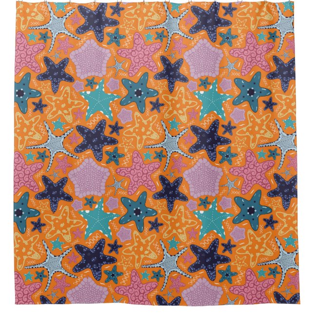  Colorful Starfishes Shower Curtain (Front)