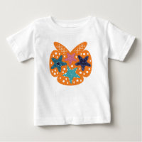 Colorful Starfishes with orange color background.