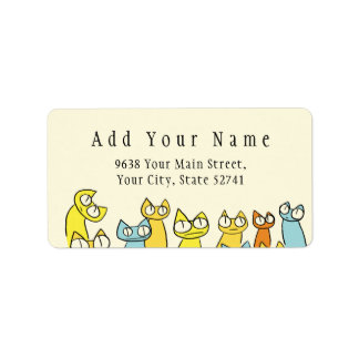 Colorful Staring lot Cats Label