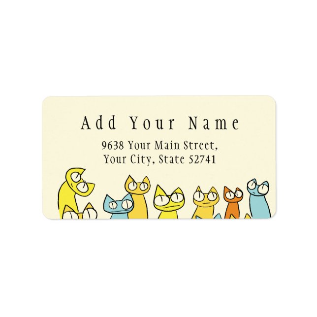 Colorful Staring lot Cats Label (Front)