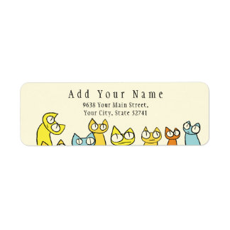 Colorful Staring lot Cats Label