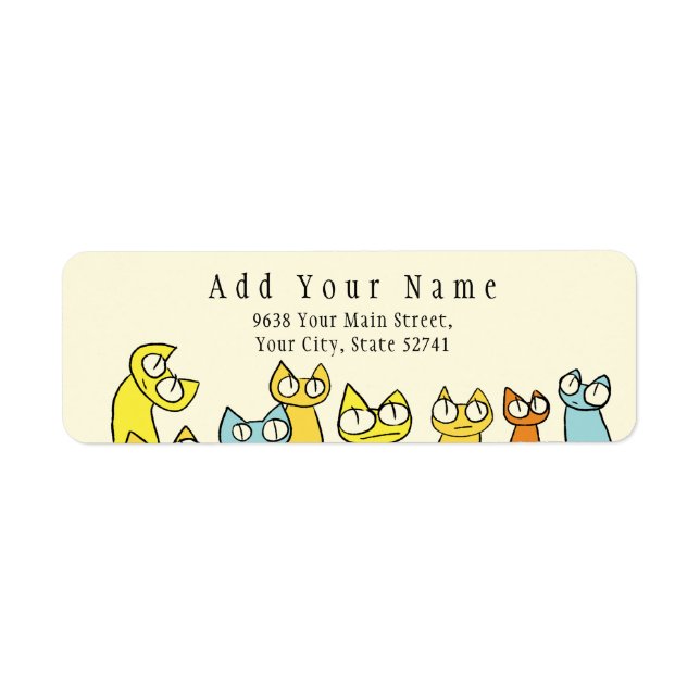 Colorful Staring lot Cats Label (Front)