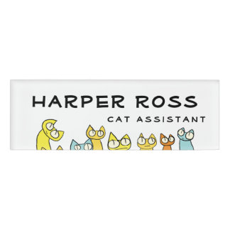 Colorful Staring lot Cats Name Tag