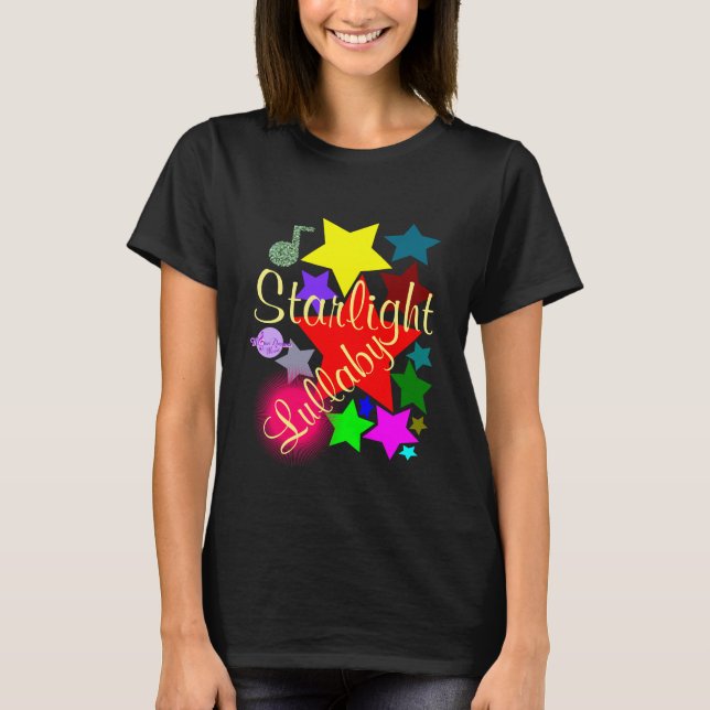 Colorful Starlight Lullaby Black T-Shirt (Front)
