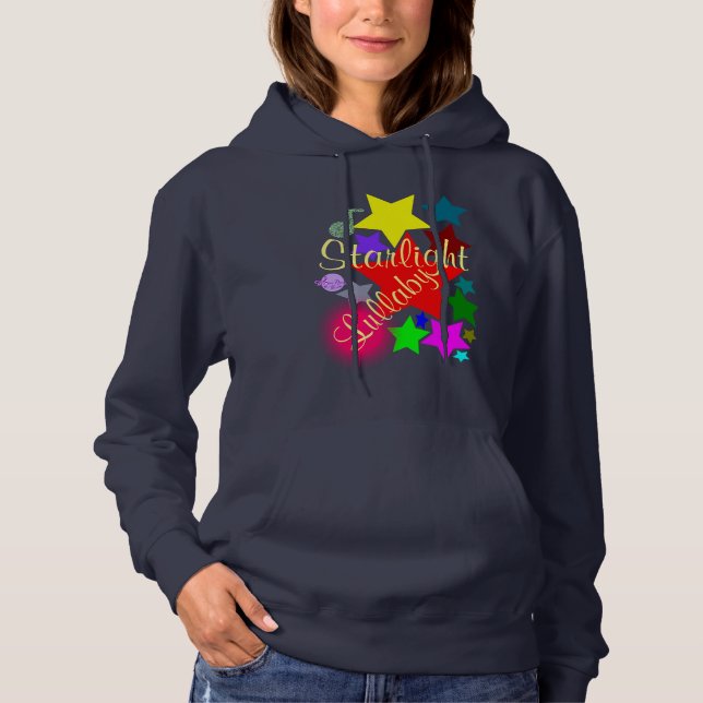 Colorful Starlight Lullaby Navy Pullover Hoodie (Front)