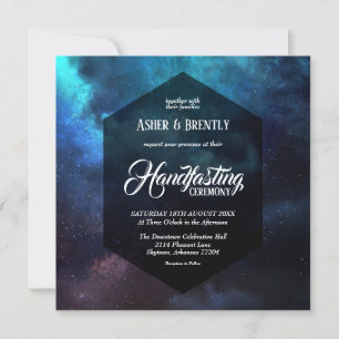 Colorful Starry Nebula Dark Handfasting Invitation