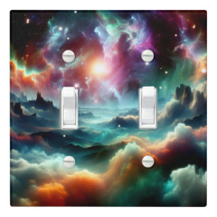 Colorful Starry Night Illustration Light Switch Cover
