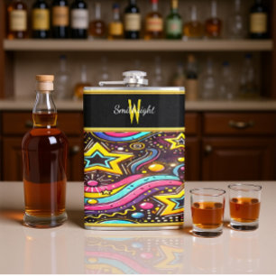 Colorful Starry Swirl Design Flask