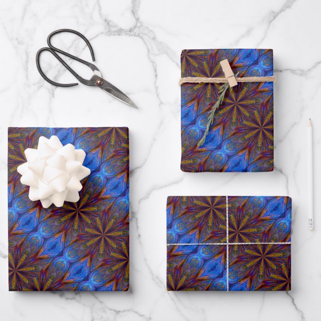 Colorful Stars Abstract Design Wrapping Paper Sheets (Front)