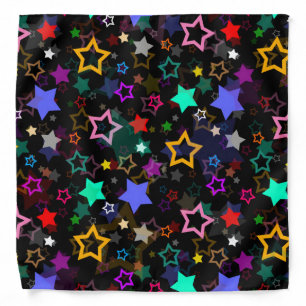 Colorful Stars Black Bandana