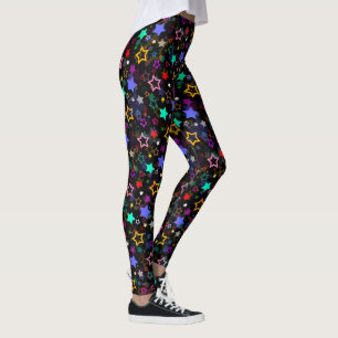 Colorful Stars Black  Leggings