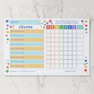Colorful Stars - Chore Reward Chart Paper Pad