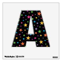 Colorful Stars Confetti Letter A