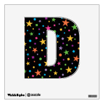 Colorful Stars Confetti Letter D