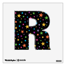 Colorful Stars Confetti Letter R