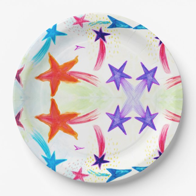 Colorful stars Custom Paper Plates 9 in (Front)